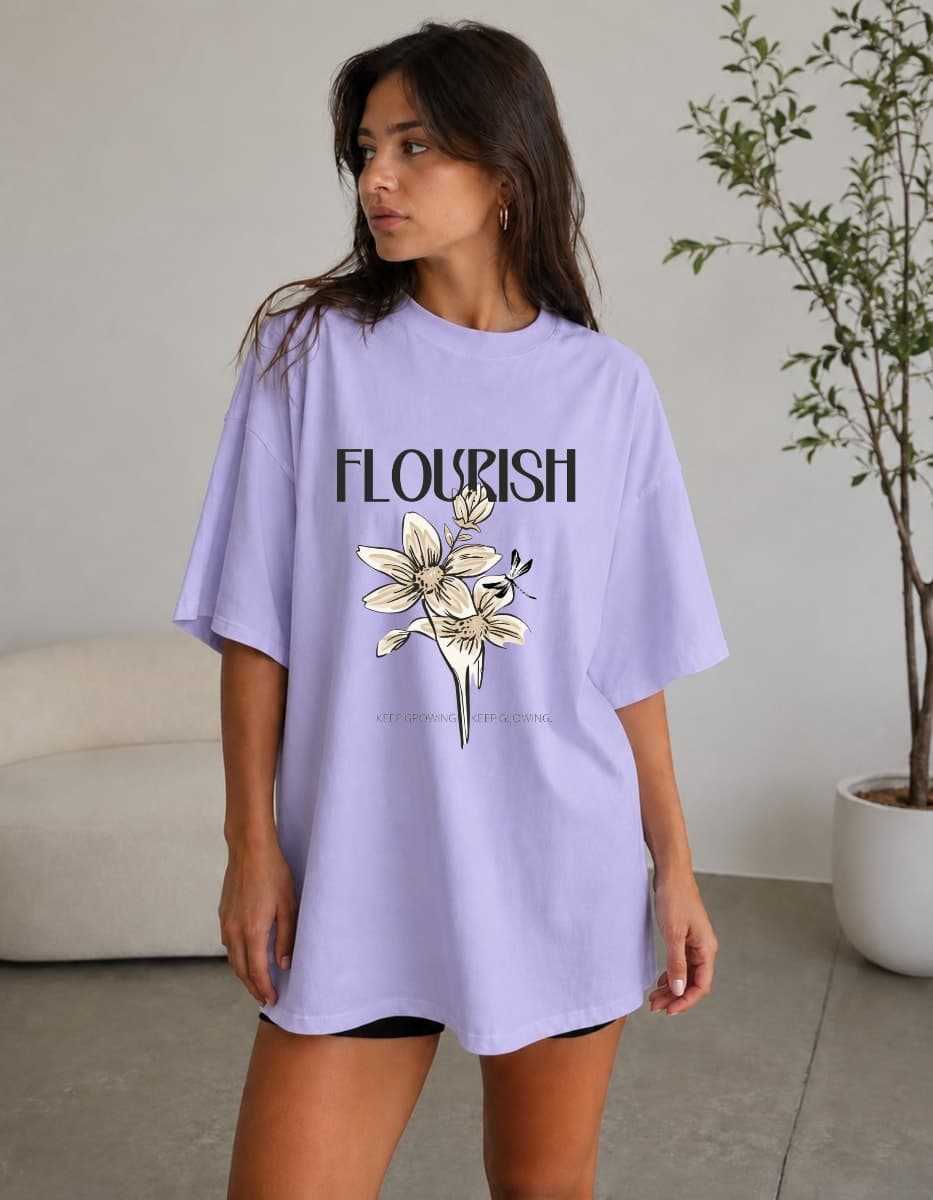 Flourish Oversized Graphic T-Shirt for Women - Image 1
