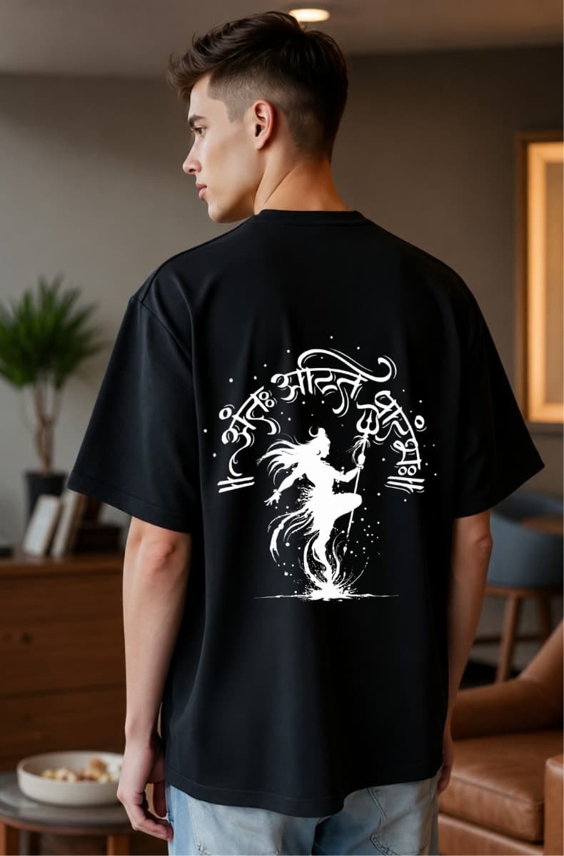 Mahadev Trishul Oversized Graphic T-Shirt for Men alternate