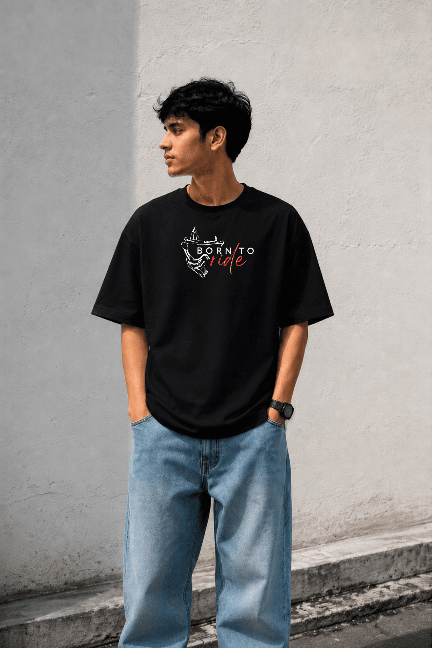 Born to Ride Oversized Racing Graphic T-Shirt for Men