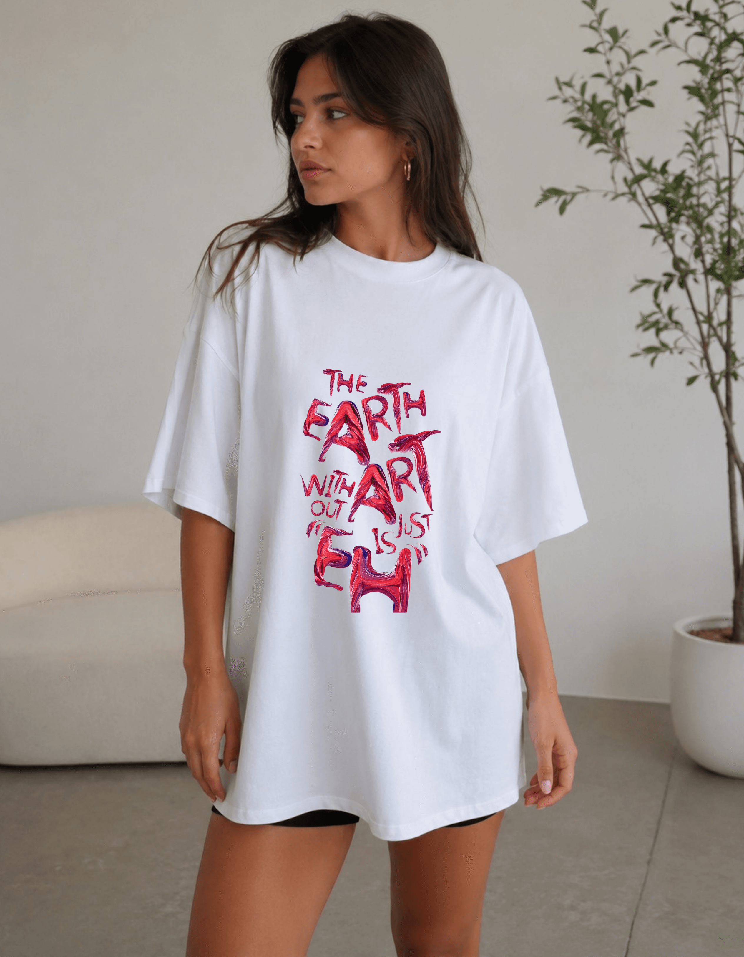 Earth Without Art Oversized Graphic T-Shirt for Women - Image 1