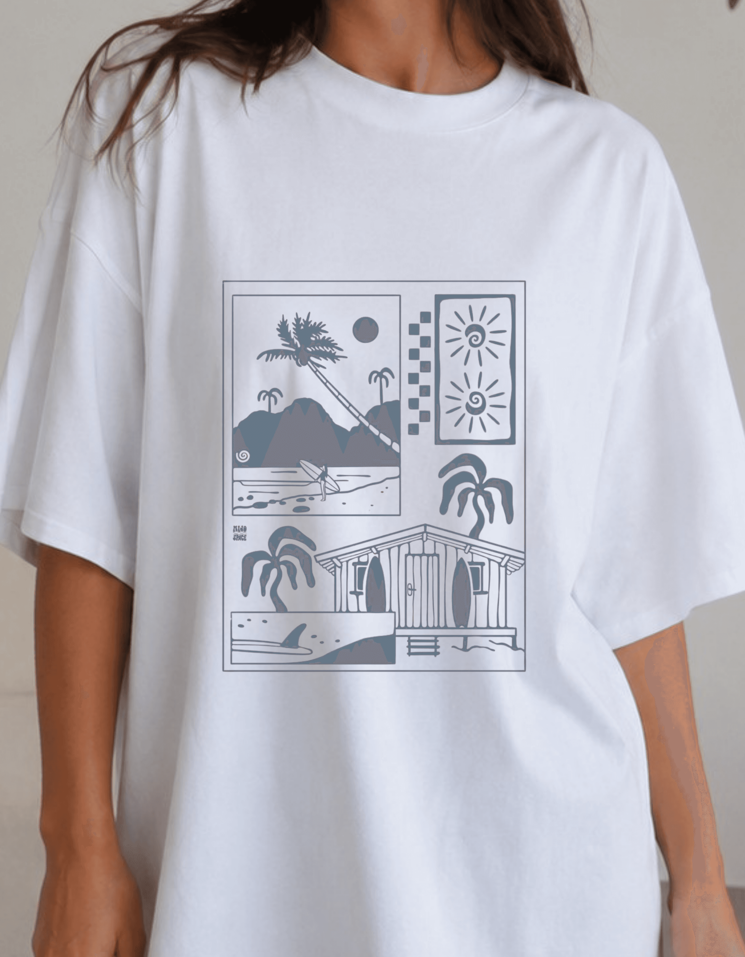 Coastal Escape Oversized Graphic T-Shirt for Women - Image 1